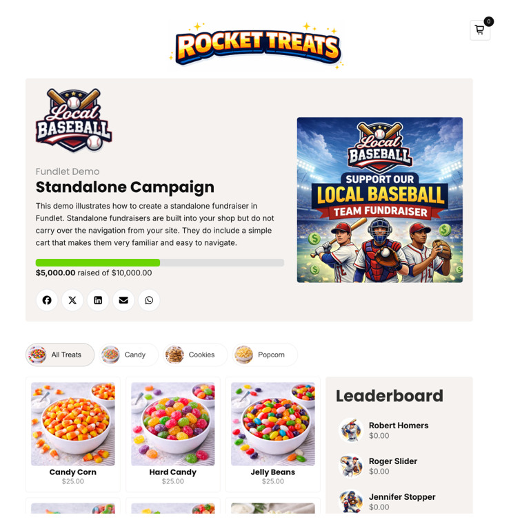 Fundlet popup shop landing page
